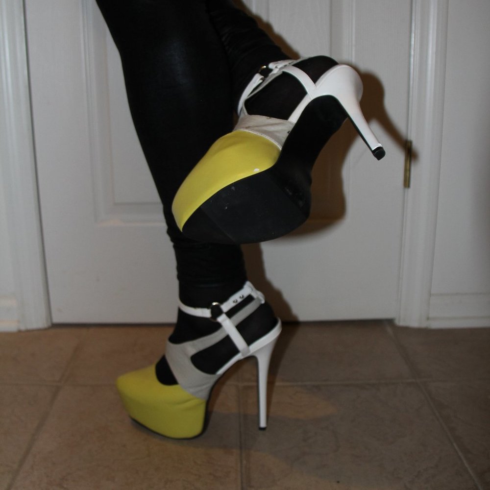 7 inch heel Paper Fox Harp Platform Heels